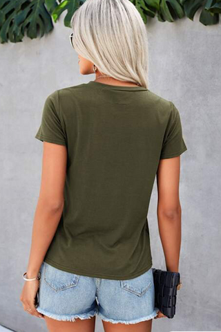 Casual Faux Pocket Tee - Olive