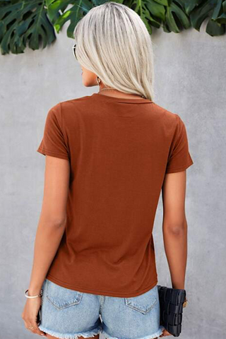 Casual Faux Pocket Tee - Rust