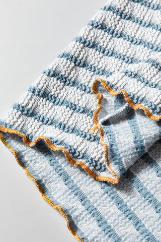 Thermal Henley Top - Blue Striped