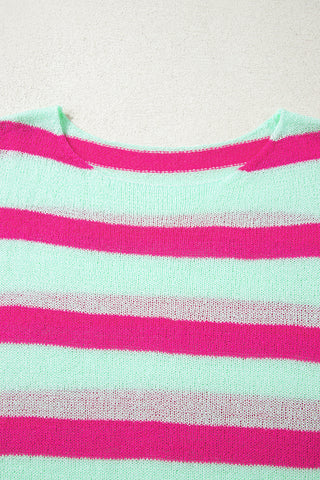 Pink and Mint Striped Sweater - Ships October 7th