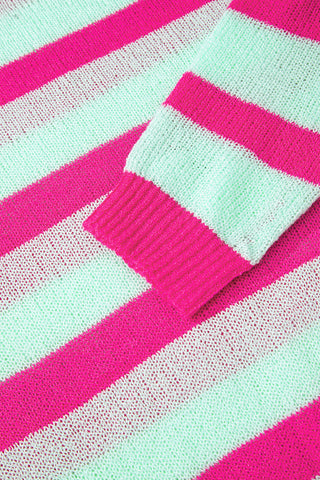 Pink and Mint Striped Sweater - Ships October 7th