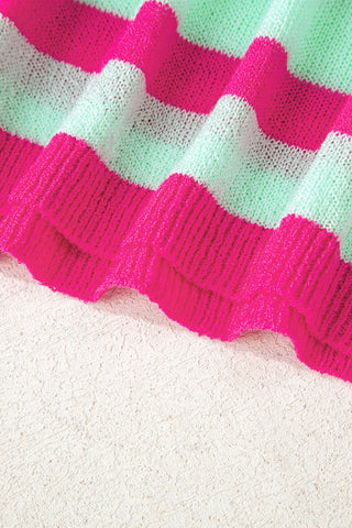 Pink and Mint Striped Sweater - Ships October 7th