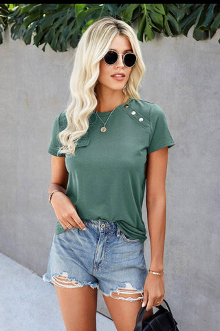 Casual Faux Pocket Tee - Green