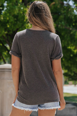 Corded Top with Pockets - Gray