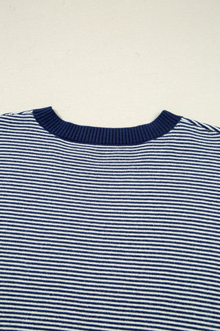 Striped Poncho Top - Navy