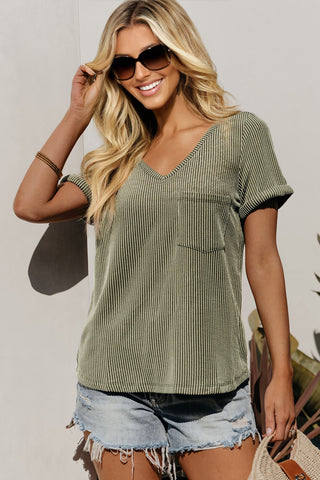 Corded Top with Pockets - Green