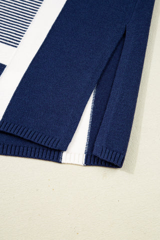 Striped Poncho Top - Navy