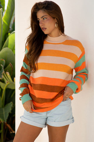 Vibrant Fall Day Striped Sweater