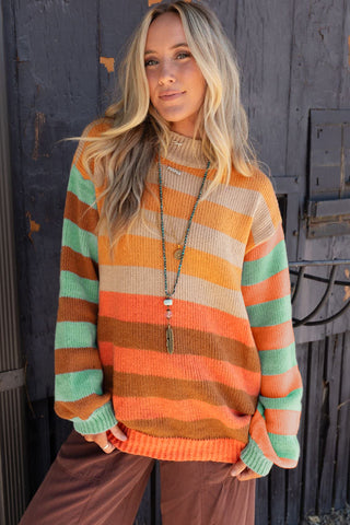 Vibrant Fall Day Striped Sweater