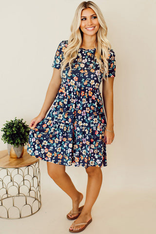 Woodland Flowers Dress - Blue