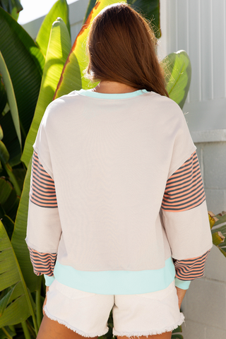 Weekend Vibes Fall Sweatshirt - Jet Stream Gray and Aqua
