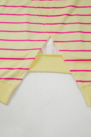 Autumn Chill Striped Oversized Sweatshirt - Yellow