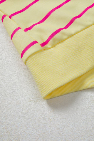 Autumn Chill Striped Oversized Sweatshirt - Yellow