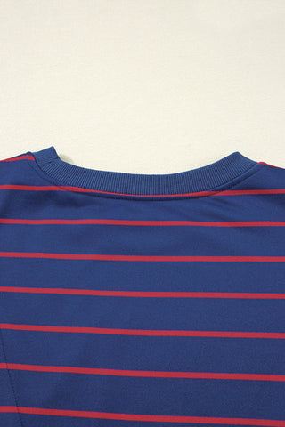 Autumn Chill Striped Oversized Sweatshirt - Blue