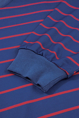 Autumn Chill Striped Oversized Sweatshirt - Blue