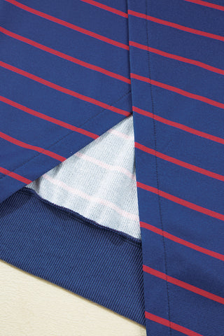 Autumn Chill Striped Oversized Sweatshirt - Blue