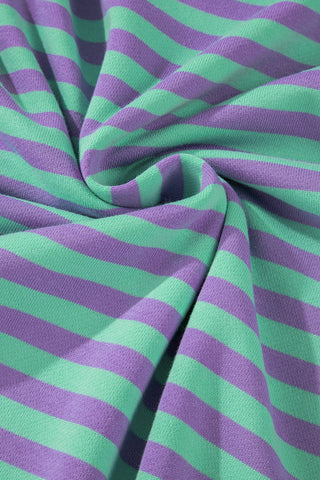 Comforts of Fall Striped Sweatshirt - Purple and Mint