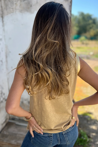 Metallic Trim Tank - Gold