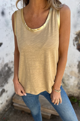 Metallic Trim Tank - Gold