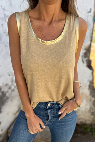 Metallic Trim Tank - Gold