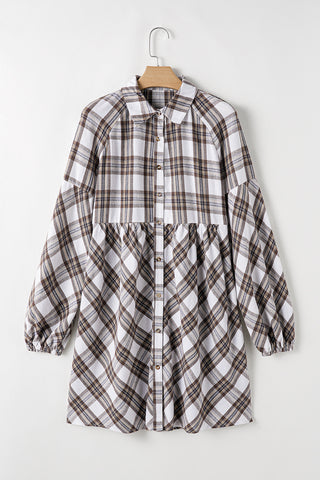 Flannel Baby Doll Dress - Tan