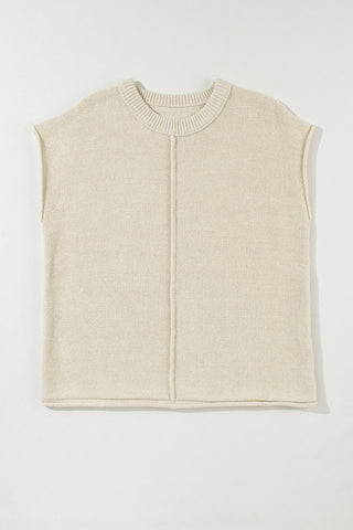 Cap Sleeve Sweater Top - Tan