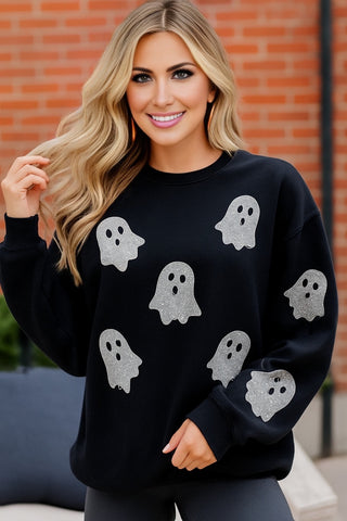 Glitter Ghost Sweatshirt - Black