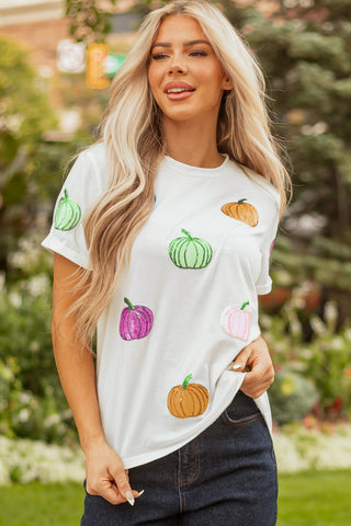 Sequined Colorful Pumpkin Tee