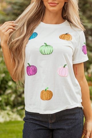 Sequined Colorful Pumpkin Tee