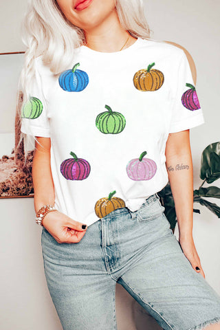 Sequined Colorful Pumpkin Tee