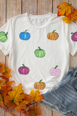 Sequined Colorful Pumpkin Tee