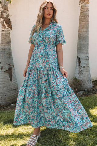 Boho Style Paisely Dress - Blue