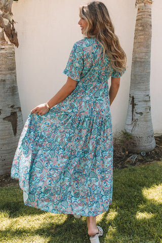 Boho Style Paisely Dress - Blue