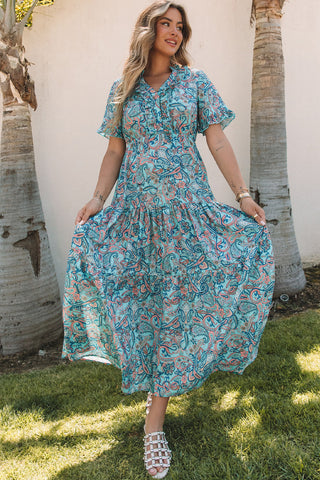 Boho Style Paisely Dress - Blue