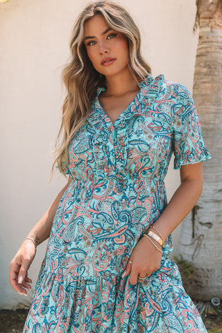 Boho Style Paisely Dress - Blue