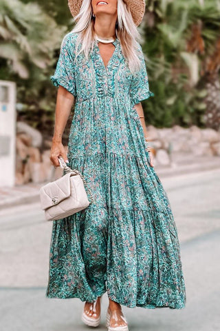 Boho Style Paisely Dress - Blue