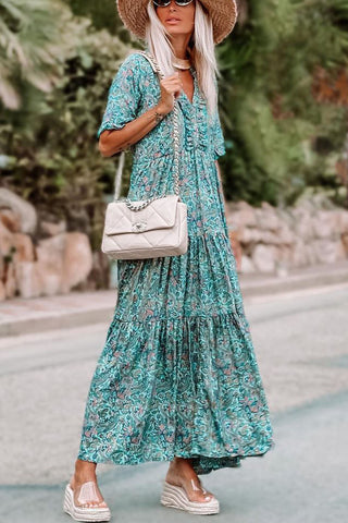 Boho Style Paisely Dress - Blue