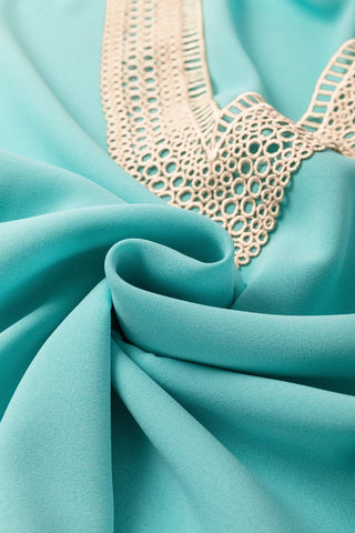 Crochet V-Neck Top - Aqua