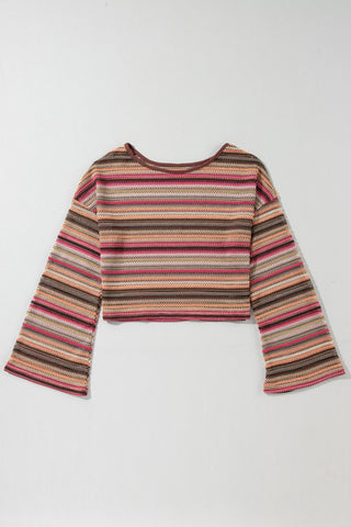 Zig Zag Bell Sleeve Top - Rose