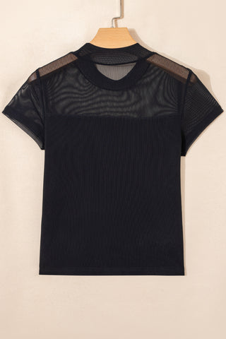 Mesh Detail Top - Black