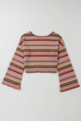 Zig Zag Bell Sleeve Top - Rose