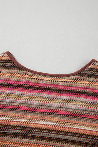 Zig Zag Bell Sleeve Top - Rose