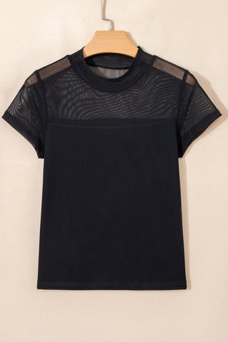 Mesh Detail Top - Black