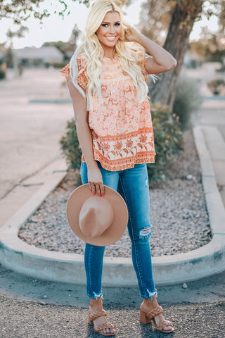 Boho Sleeveless Top - Orange