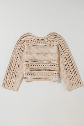 Cable Knit Design Sweater - Beige