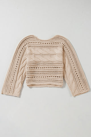 Cable Knit Design Sweater - Beige