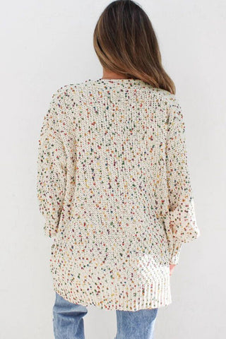Colorful Confetti Long Cardigan - White