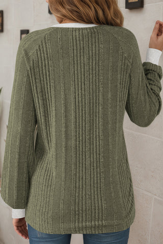 Soft Ribbed Knit Top - Olive