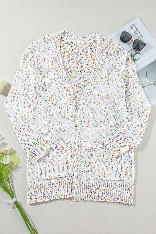 Colorful Confetti Long Cardigan - White