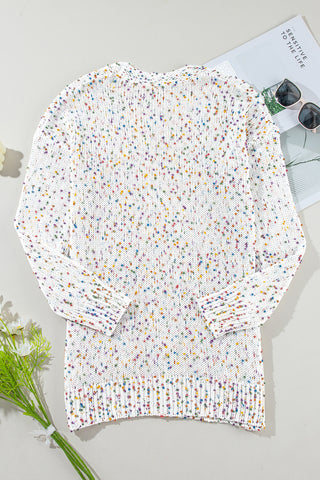 Colorful Confetti Long Cardigan - White